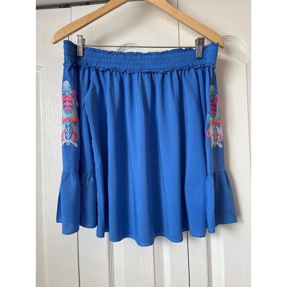 LILLY PULITZER Blue Moira Off the Shoulder Top Sz XS - Picture 2 of 6